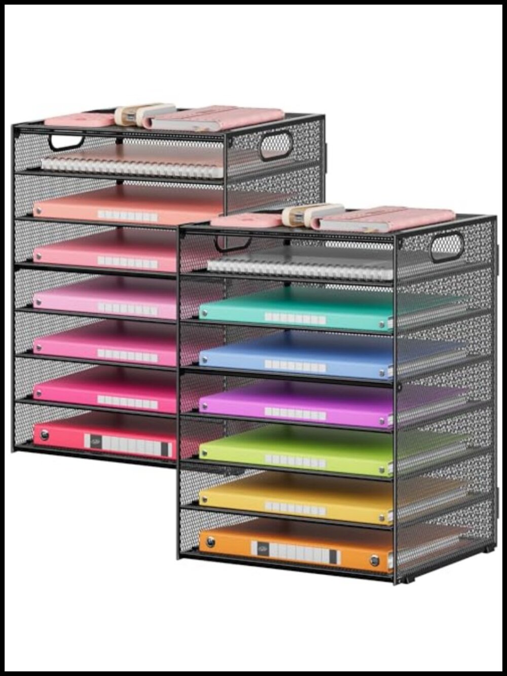 8-Tier Desk File Organizer Letter Tray Metal Mesh Office Storage